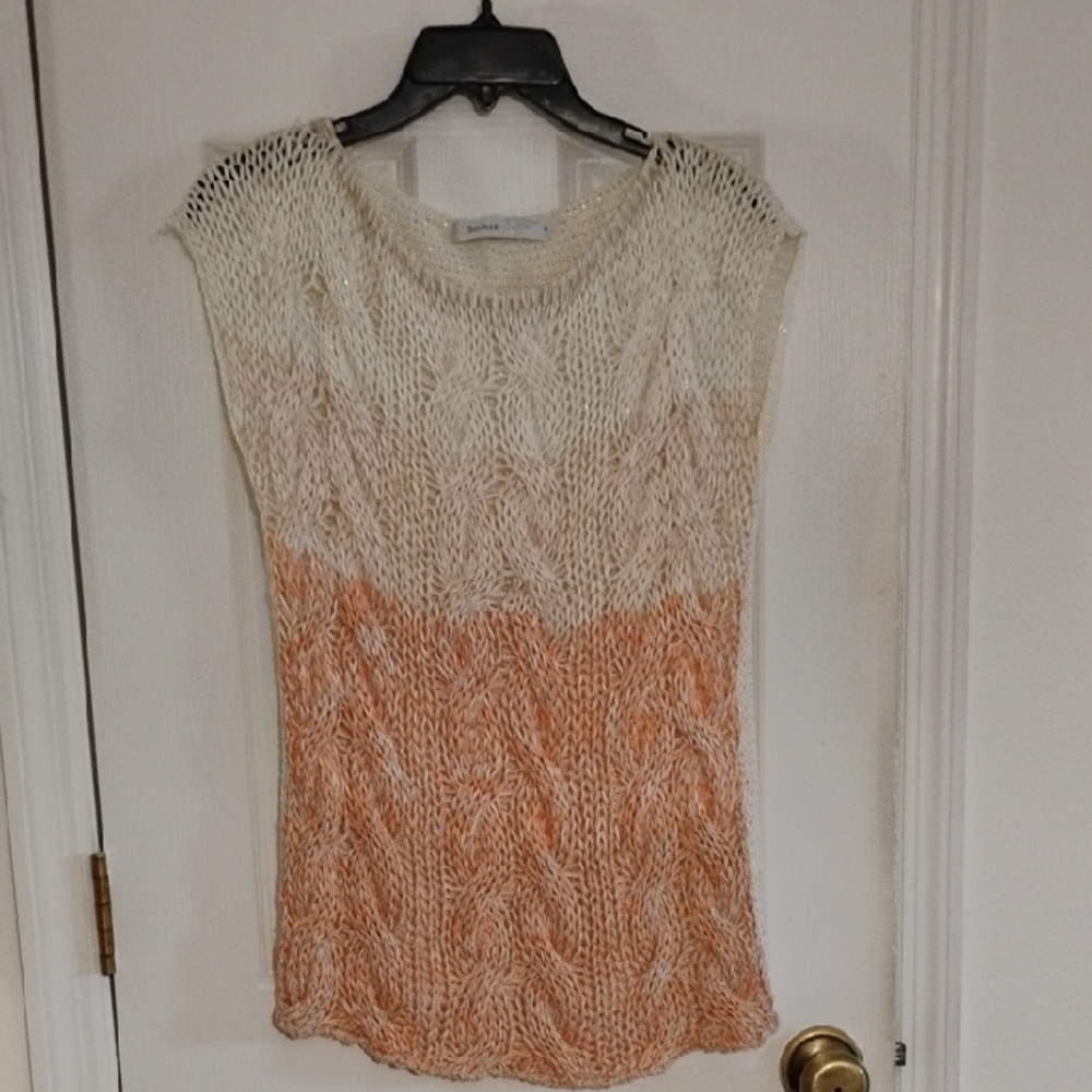Cream and Orange Knit Top